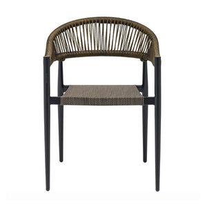 EuroStyle Iselin Stackable Outdoor Armchairs Woven Rope Back Aluminum Frame Resort Patio Set Brown Bronze 90614-BRN