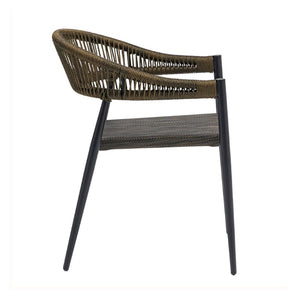 EuroStyle Iselin Stackable Outdoor Armchairs Woven Rope Back Aluminum Frame Resort Patio Set Brown Bronze 90614-BRN