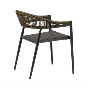 EuroStyle Iselin Stackable Outdoor Armchairs Woven Rope Back Aluminum Frame Resort Patio Set Brown Bronze 90614-BRN