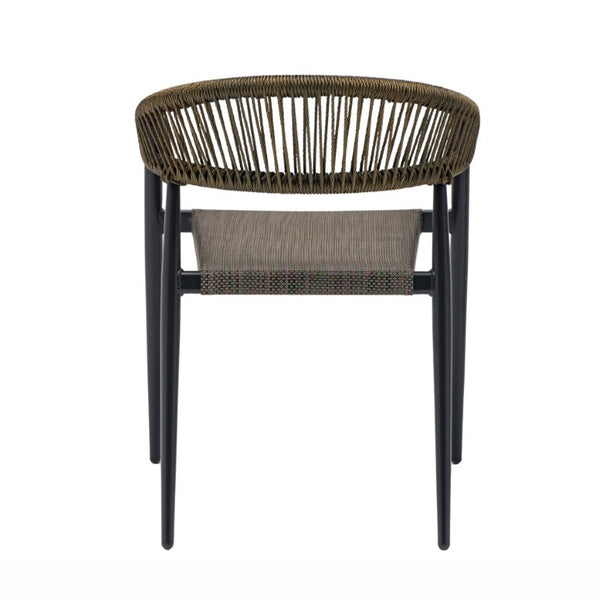 EuroStyle Iselin Stackable Outdoor Armchairs Woven Rope Back Aluminum Frame Resort Patio Set Brown Bronze 90614-BRN