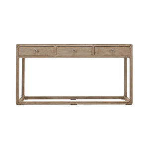 Lilys Reclaimed Peking Console Table With 3 Drawers Weathered White Wash 90620110