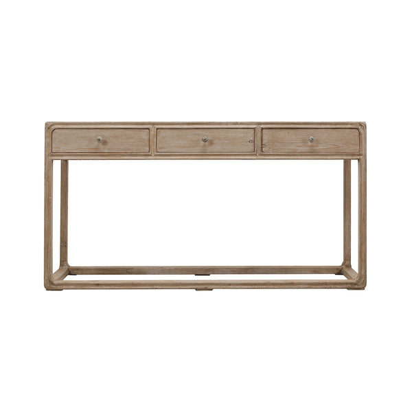 Lilys Reclaimed Peking Console Table With 3 Drawers Weathered White Wash 90620110