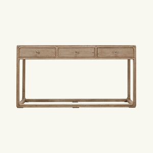 Lilys Reclaimed Peking Console Table With 3 Drawers Weathered White Wash 90620110