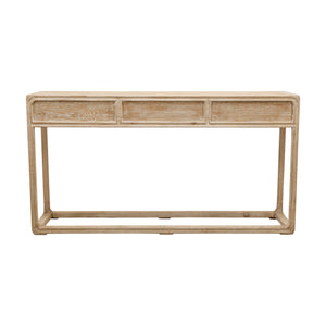 Lilys Reclaimed Peking Console Table With 3 Drawers Weathered White Wash 90620110
