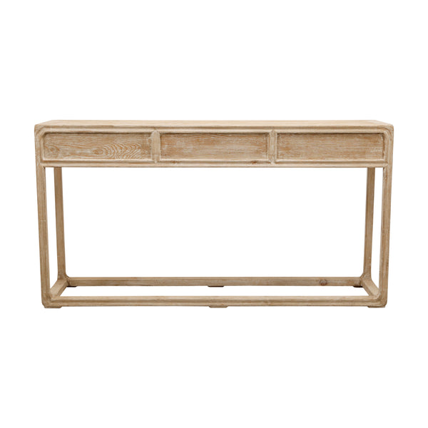 Lilys Reclaimed Peking Console Table With 3 Drawers Weathered White Wash 90620110