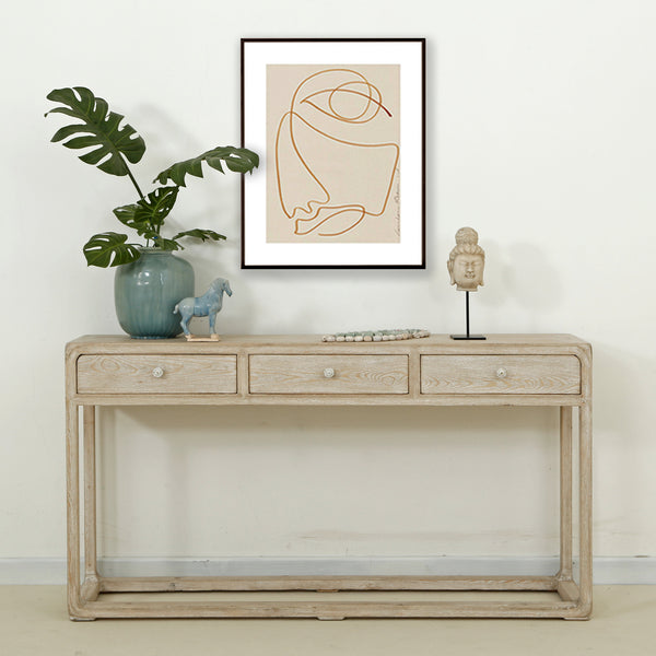 Lilys Reclaimed Peking Console Table With 3 Drawers Weathered White Wash 90620110