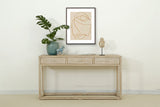 Lilys Reclaimed Peking Console Table With 3 Drawers Weathered White Wash 90620110