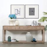 Lilys Peking Ming Console Table With 5 Drawers Weathered White Wash 84X15.5X34H 9062-L