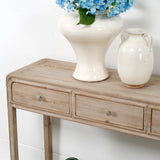 Lilys Peking Ming Console Table With 5 Drawers Weathered White Wash 84X15.5X34H 9062-L