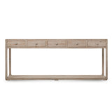 Peking Ming Console Table With 5 Drawers Weathered White Wash 84X15.5X34H