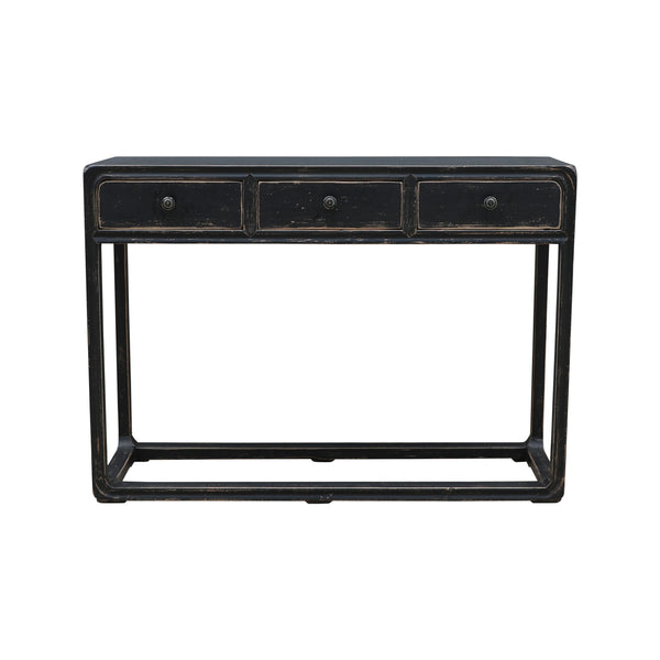 Lilys Reclaimed Peking Console Table With 3 Drawers Antique Black Wash 9062-BL