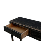 Lilys Reclaimed Peking Console Table With 3 Drawers Antique Black Wash 9062-BL