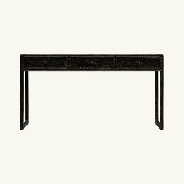 Lilys Reclaimed Peking Console Table With 3 Drawers Antique Black Wash 9062-BL