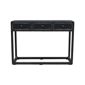 Lilys Reclaimed Peking Console Table With 3 Drawers Antique Black Wash 9062-BL