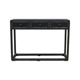 Reclaimed Peking Console Table With 3 Drawers Antique Black Wash