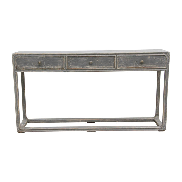 Lilys Reclaimed Peking Console Table With 3 Drawers Antique Gray Wash Pre-Order Only 9062-GY