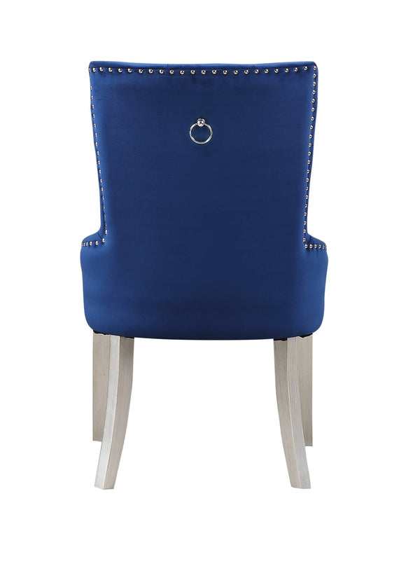 English Elm Varian Blue Velvet Parson Side Chair with Nailhead Trim, Tufted Back, Pull Ring & Tapered Legs B2726P380828