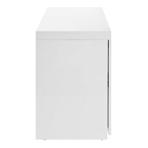 EuroStyle Tresero Lacquer Writing Desk with Four Drawers for a Sleek Modern Home Office 90631WHT-KIT