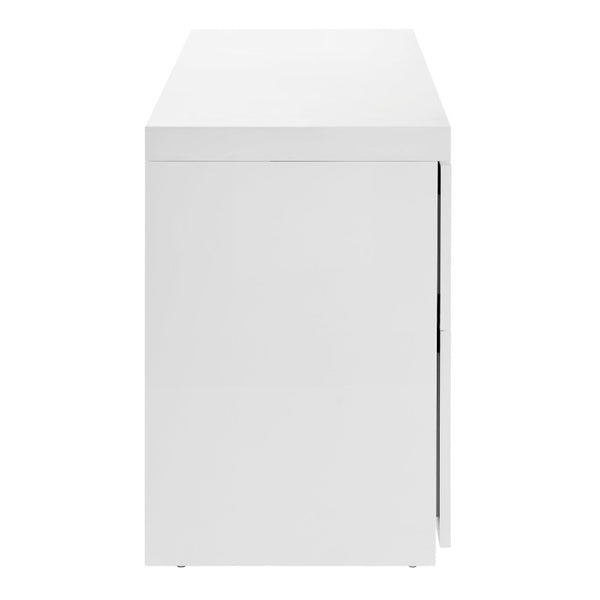 EuroStyle Tresero Lacquer Writing Desk with Four Drawers for a Sleek Modern Home Office 90631WHT-KIT