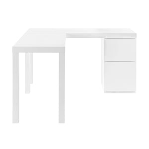 Tresero L-Desk in High Gloss White – Sleek, Space-Saving Design with Minimalist Aesthetic & Storage