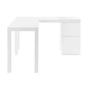EuroStyle Tresero L-Shaped Home Office Desk with High Gloss White Lacquer and Soft Close Drawers 90634WHT-KIT