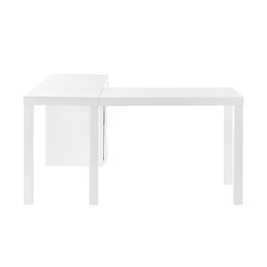 EuroStyle Tresero L-Shaped Home Office Desk with High Gloss White Lacquer and Soft Close Drawers 90634WHT-KIT