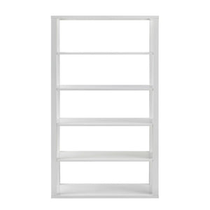 EuroStyle Tresero Six Shelf Lacquered MDF Bookcase High Gloss Open Display for Modern Spaces 90636WHT-KIT
