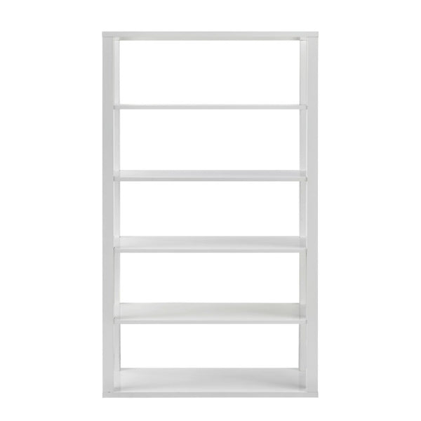 EuroStyle Tresero Six Shelf Lacquered MDF Bookcase High Gloss Open Display for Modern Spaces 90636WHT-KIT