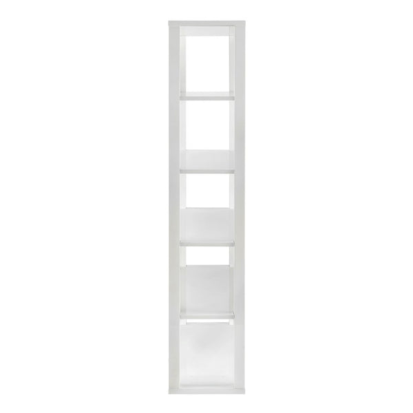 EuroStyle Tresero Six Shelf Lacquered MDF Bookcase High Gloss Open Display for Modern Spaces 90636WHT-KIT