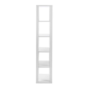 EuroStyle Tresero Six Shelf Tall Narrow Bookcase Lacquered Gloss White for Home Office 90639WHT-KIT