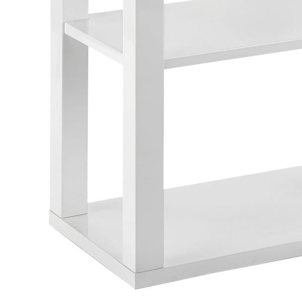 EuroStyle Tresero Six Shelf Tall Narrow Bookcase Lacquered Gloss White for Home Office 90639WHT-KIT