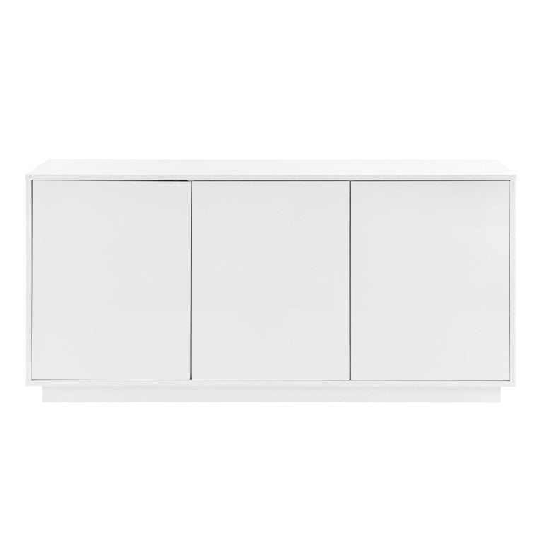 EuroStyle Tresero 65 Inch Lacquered Sideboard with Push Open Doors for Modern Dining Rooms High Gloss White 90644-WHT
