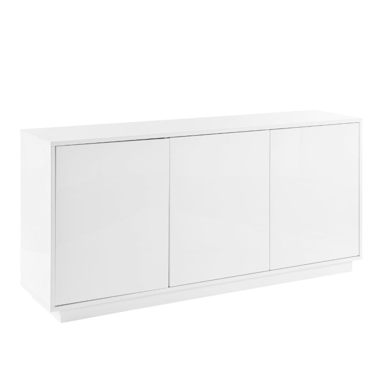 EuroStyle Tresero 65 Inch Lacquered Sideboard with Push Open Doors for Modern Dining Rooms High Gloss White 90644-WHT