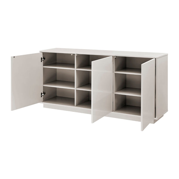 EuroStyle Tresero 65" Sideboard in High Gloss Warm Gray