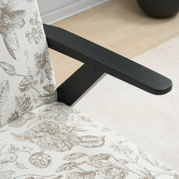 English Elm Mid-Century Lounge Armchair with Cushion, Beige+Grey Polyester, Ergonomic Design, 350lbs Capacity W2989P339876