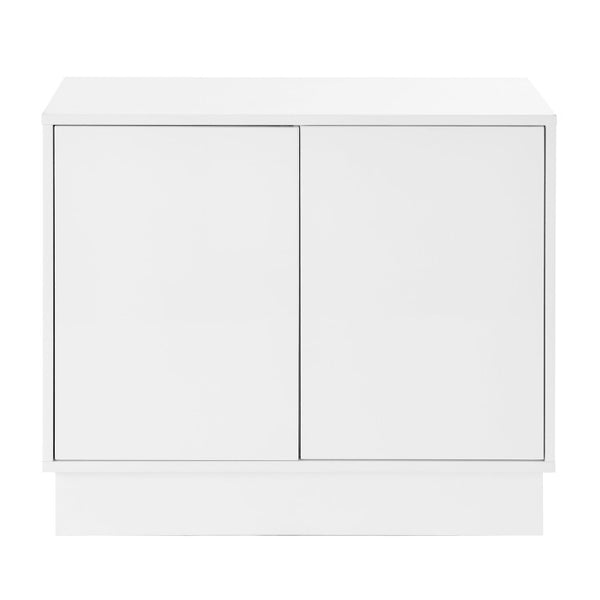 EuroStyle Tresero Lacquered Storage Cabinet with Push Open Doors for Sleek Modern Interiors High Gloss White 90648WHT-FA