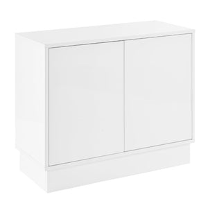 EuroStyle Tresero Lacquered Storage Cabinet with Push Open Doors for Sleek Modern Interiors High Gloss White 90648WHT-FA