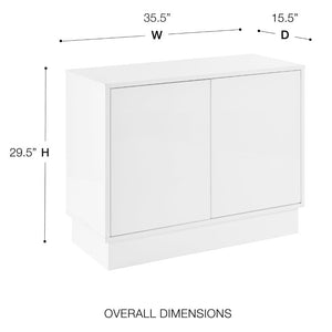 EuroStyle Tresero Lacquered Storage Cabinet with Push Open Doors for Sleek Modern Interiors High Gloss White 90648WHT-FA