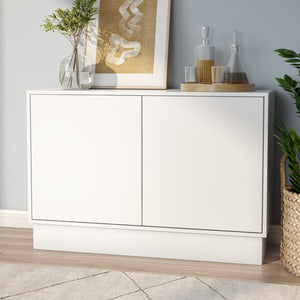 EuroStyle Tresero Lacquered Storage Cabinet with Push Open Doors for Sleek Modern Interiors High Gloss White 90648WHT-FA
