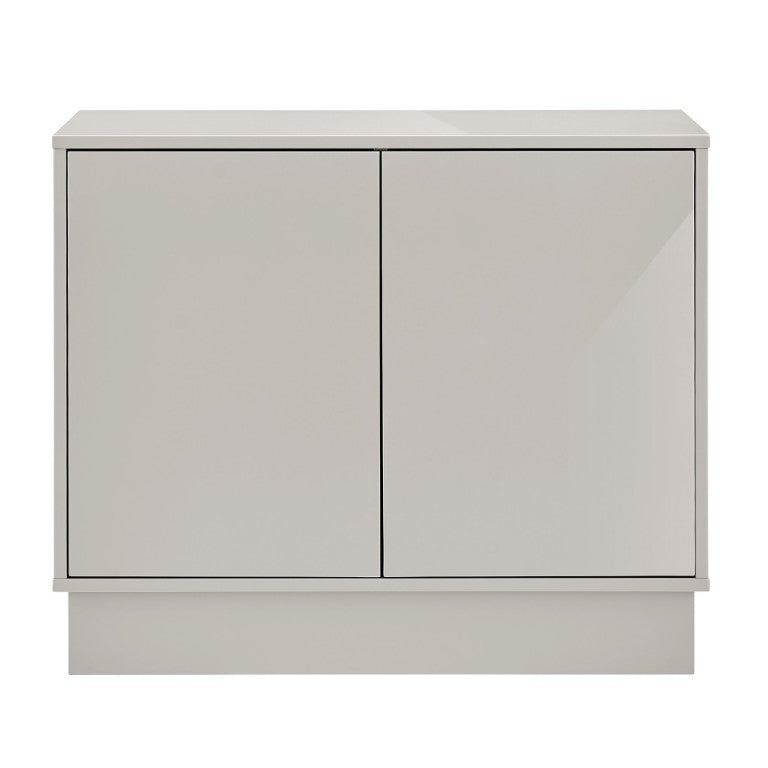 EuroStyle Tresero Lacquered Storage Cabinet with Push Open Doors for Sleek Modern Interiors High Gloss Warm Gray 90648WMGRY-FA
