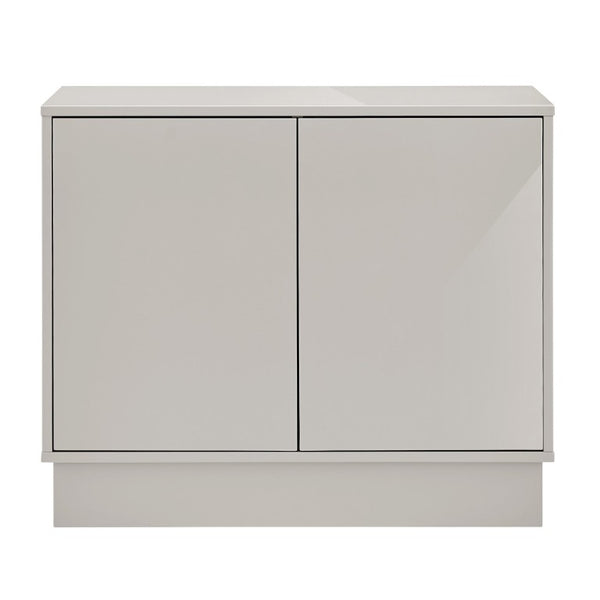 EuroStyle Tresero Lacquered Storage Cabinet with Push Open Doors for Sleek Modern Interiors High Gloss Warm Gray 90648WMGRY-FA
