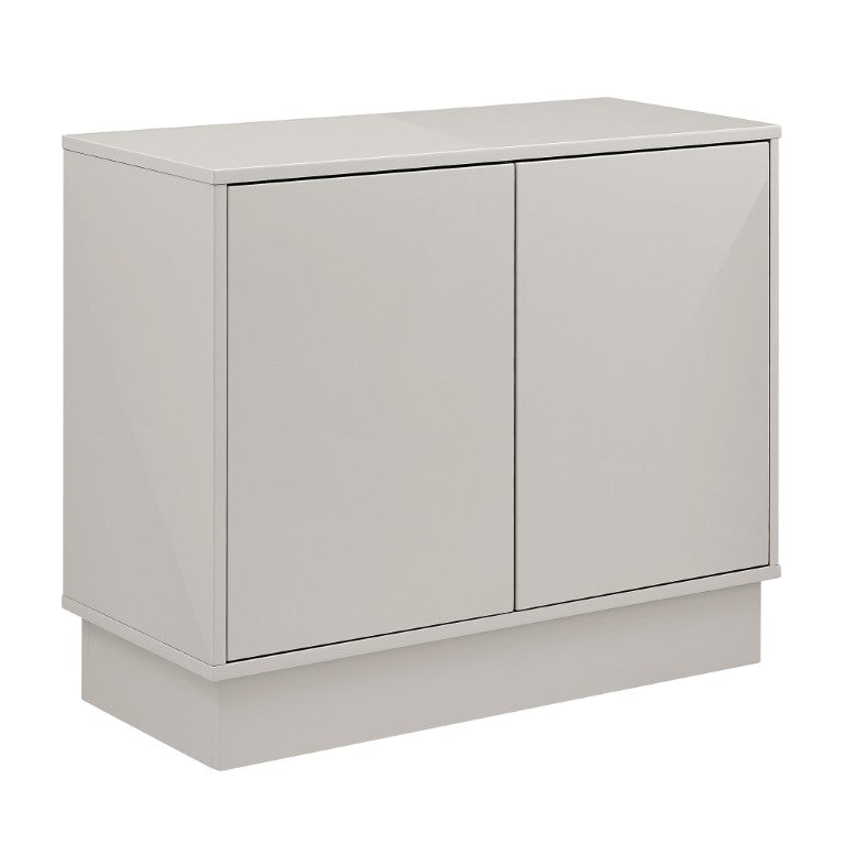EuroStyle Tresero Lacquered Storage Cabinet with Push Open Doors for Sleek Modern Interiors High Gloss Warm Gray 90648WMGRY-FA