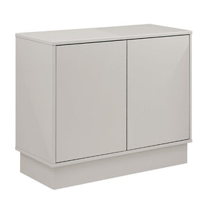 EuroStyle Tresero Lacquered Storage Cabinet with Push Open Doors for Sleek Modern Interiors High Gloss Warm Gray 90648WMGRY-FA