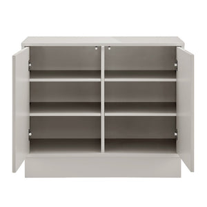 EuroStyle Tresero Lacquered Storage Cabinet with Push Open Doors for Sleek Modern Interiors High Gloss Warm Gray 90648WMGRY-FA