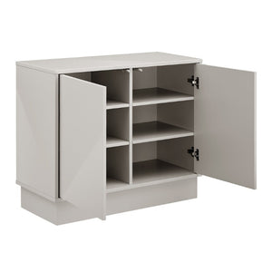 EuroStyle Tresero Lacquered Storage Cabinet with Push Open Doors for Sleek Modern Interiors High Gloss Warm Gray 90648WMGRY-FA