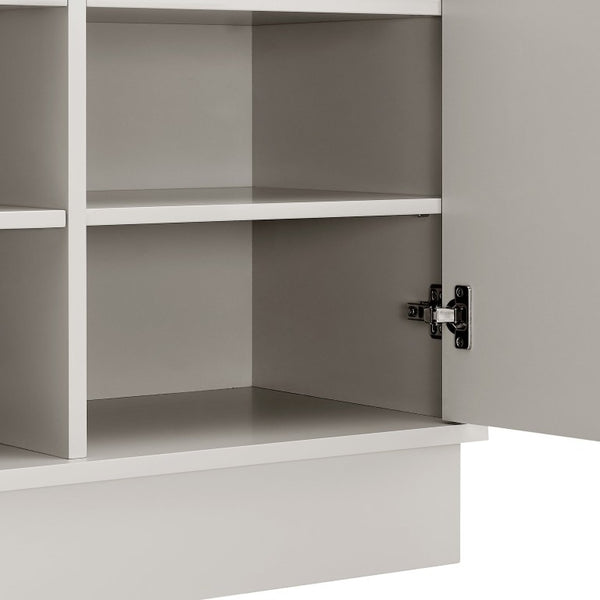 EuroStyle Tresero Lacquered Storage Cabinet with Push Open Doors for Sleek Modern Interiors High Gloss Warm Gray 90648WMGRY-FA