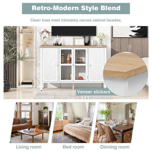 English Elm Vibe 47.2'' Retro Tv Stand For 43" Tvs - Stylish Media Console With Glass Doors & Secure Storage Solution N724P233371K-GIGA