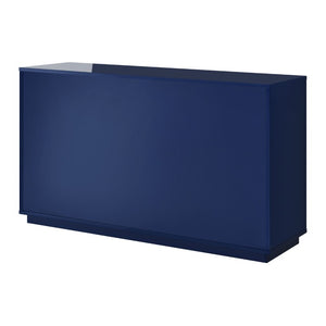 EuroStyle Tresero Six Drawer Lacquered Sideboard Bold Navy Gloss Contemporary Dining Storage High Gloss Deep Blue 90649BLU-KIT
