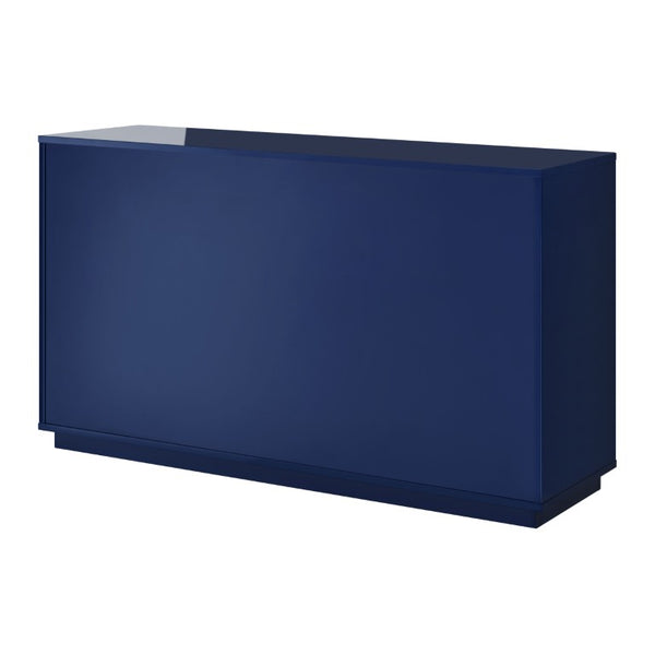 EuroStyle Tresero Six Drawer Lacquered Sideboard Bold Navy Gloss Contemporary Dining Storage High Gloss Deep Blue 90649BLU-KIT