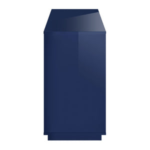 EuroStyle Tresero Six Drawer Lacquered Sideboard Bold Navy Gloss Contemporary Dining Storage High Gloss Deep Blue 90649BLU-KIT